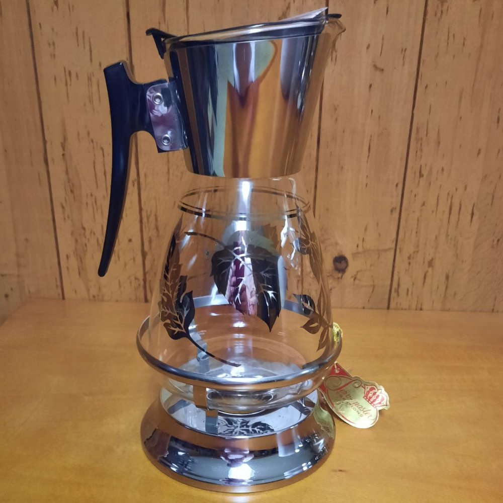 Vintage Colony Glass Coffee Pot with Original Warmer and Tag - Picture 3 of 8